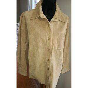 NEW FRONTIER Women's Jacket Blouse Long Sleeve Button Down 100% Leather.Size L